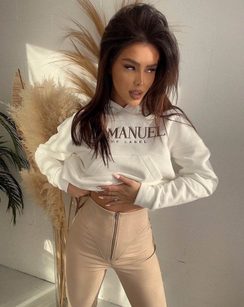 Beige Slim-Fit Pants with Front Zipper – Stylish Everyday Trousers for Women - Biamonde